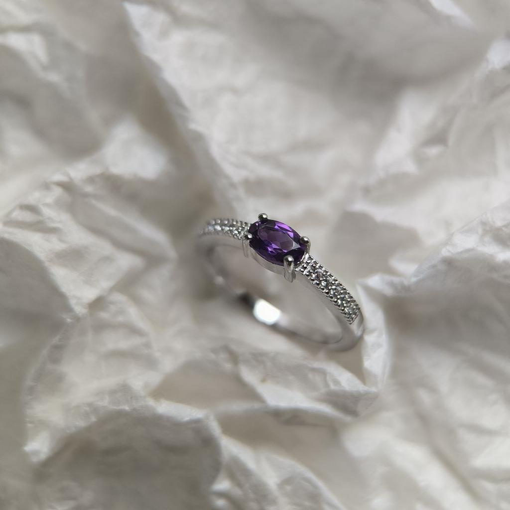 Silver Ring with Natural Amethyst 0.477ct, Item Weight 1.93 G (2179306)