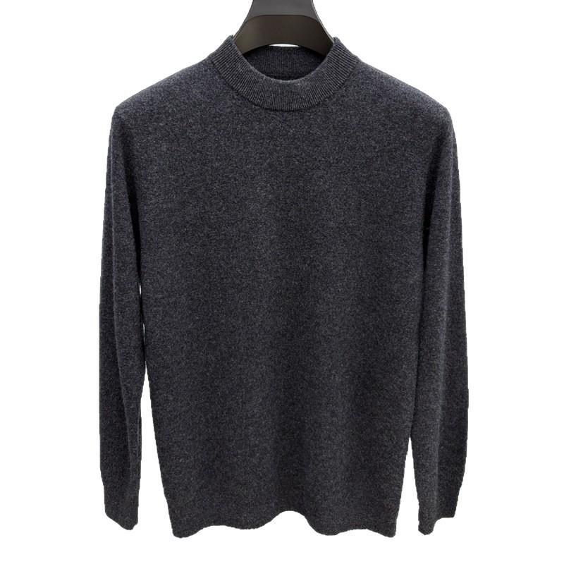Men's Winter Thick 100% Pure Wool Half-High Collar Sweater - Warm Base Layer Knitwear