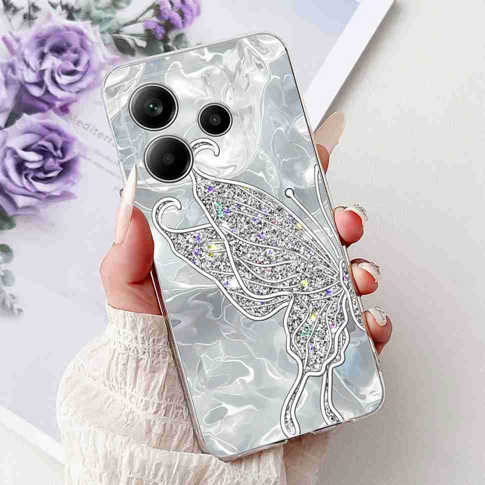 For Xiaomi Redmi Note 14 Pro 5G Case Beautiful Flower Heart Cover Soft Silicone Casing For Redmi Note 14 Note14 4G Cover Coque