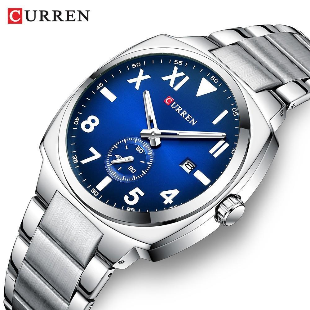 CURREN Fashion Men's Quartz Watch Independent Seconds Dial and Date-Day Stainless Steel Waterproof Luminous Wristwatches