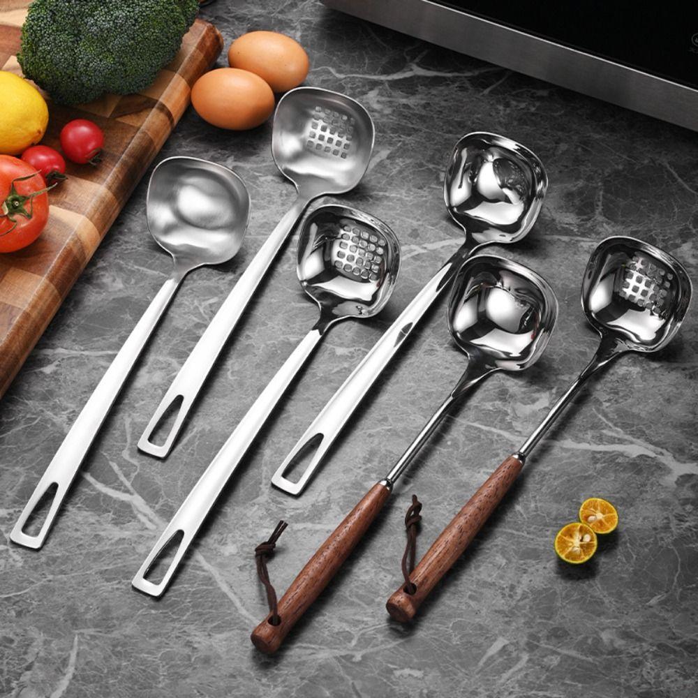 Stainless Steel Hot Pot Spoon Non-Slip Long Handle Colander Kitchen Tool Soup Ladle  Kitchen
