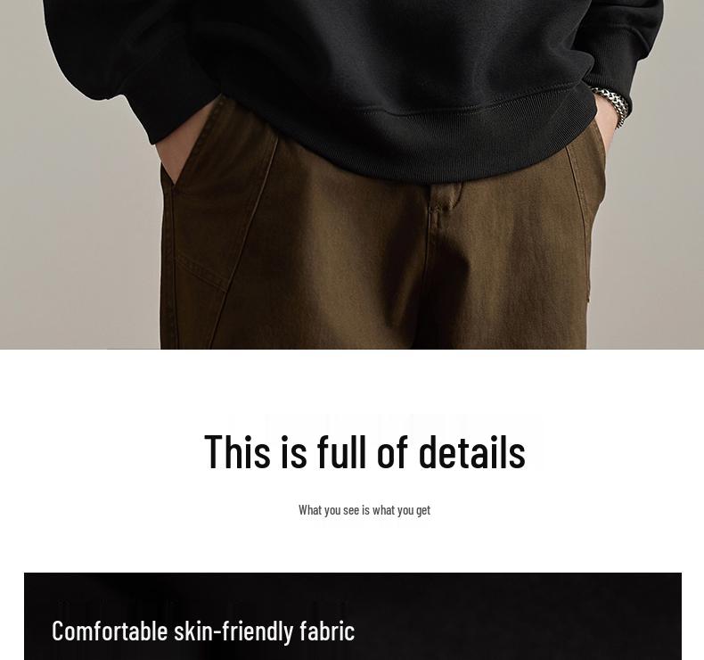 Men's American Style Heavyweight Crewneck Sweatshirt - New Autumn Arrival, Trendy, Loose, Solid Color, Versatile Casual Base Layer.