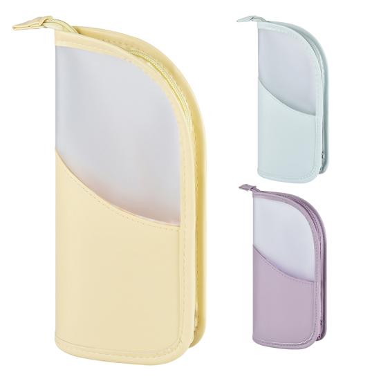 Bolsa de Armazenamento para Pincéis de Maquiagem, Organizador Vertical à Prova d'Água em Couro PU, com Janela Fosca, Porta-Retrato Portátil para Viagem