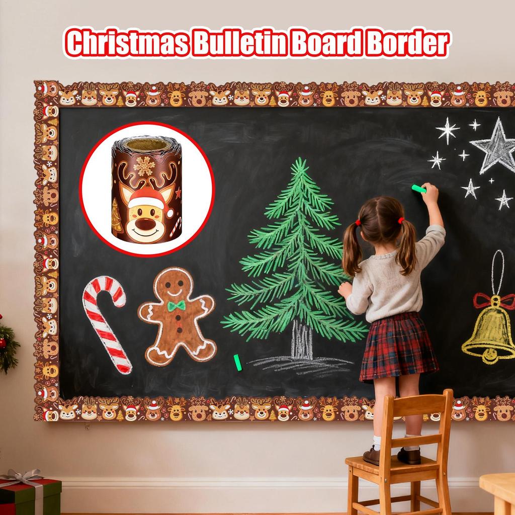 Christmas Bulletin Board Border Roll 33ft Seasonal Decor Classroom Holiday Border Trim For Birthday Baby Shower Nursery School