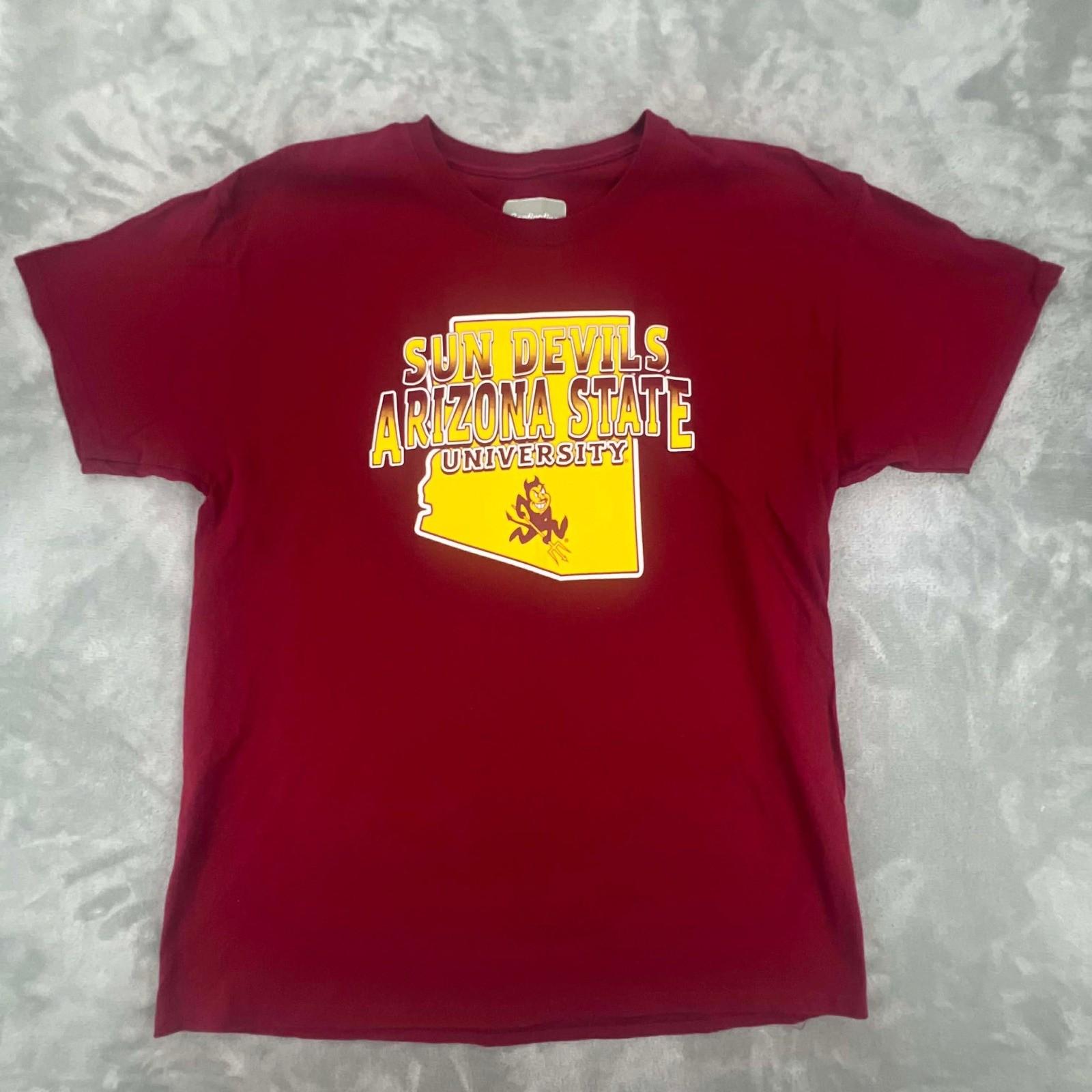 Arizona State Sun Devils T Shirt Maroon Yellow Map Graphic L/G XL