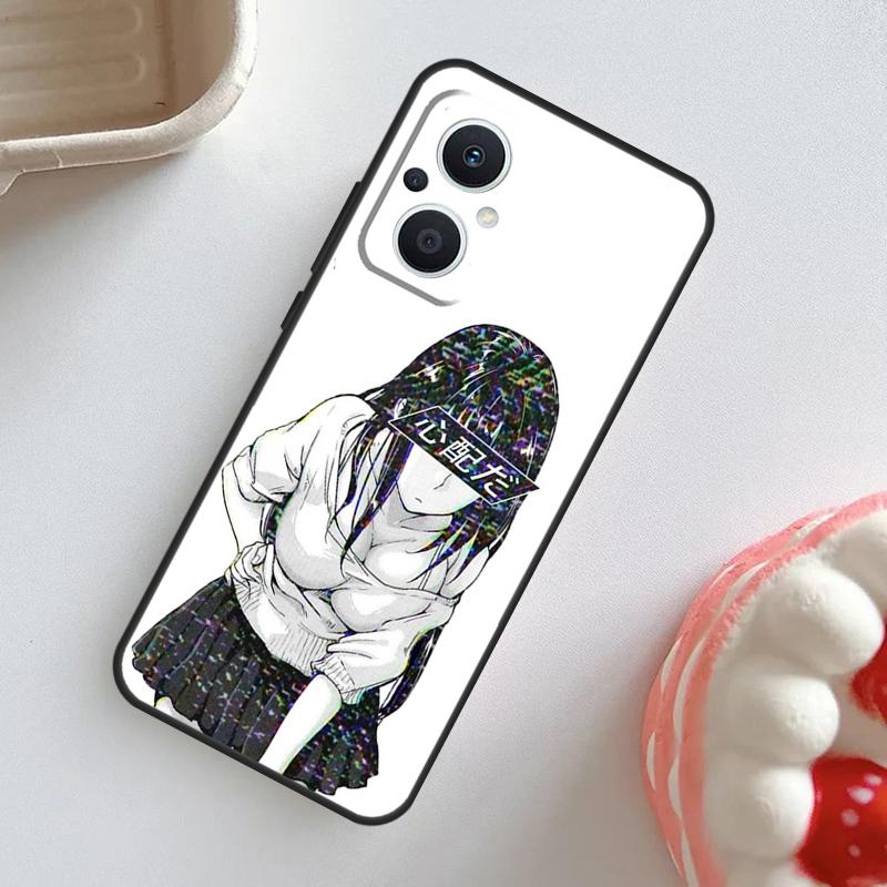 Sad Girl Japanese Anime Case For OPPO Reno 11 10 Pro 11F 8T 4Z 5Z 5 6 8 7 Lite OPPO Find X5 X6 Pro X2 X3 Lite Cover