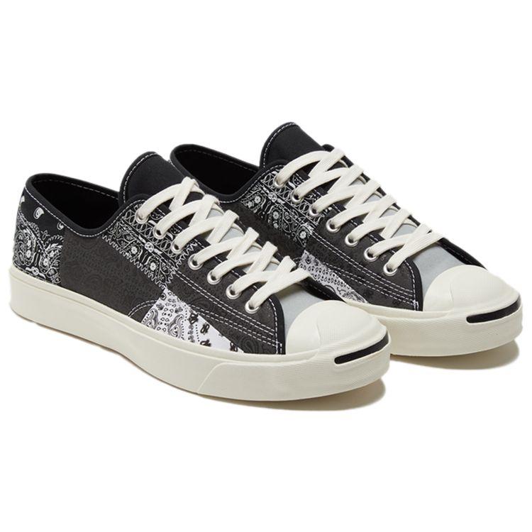 Converse Jack Purcell Gold Standard Open Smile Cashew Flower Comfortable Versatile Low Top Canvas Shoes Unisex Sneakers Black White Gray 171724C