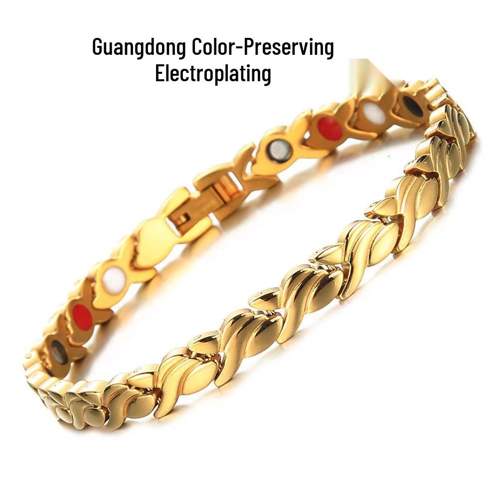 Magnetic Retro Women's Bracelet with Infrared Germanium and Negative Ion Stones - Energy-Enhancing, Color-Preserving Bangle.
