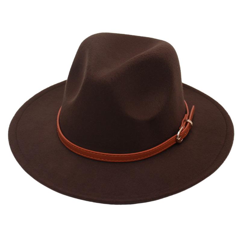 

Simple Children S Top Hat Belt Buckle Felt Hat Parent-Child Casual Woolen Hat Classic Jazz Hat For Men And Women Kids one size (54cm) темно-коричневого кольору