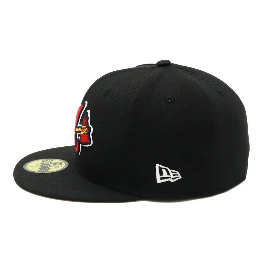 New Era 59FIFTY Cap MLB Atlanta Braves ATL Black Side Patch Under Exclusive to and Side Flat Deeper UV Trendy Functional Hat (14562014, NER35C7098),