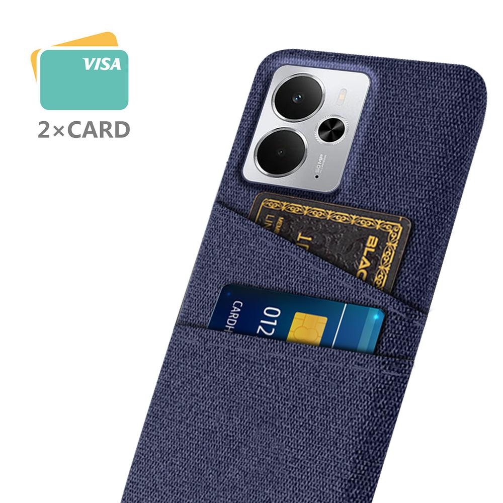 

For Realme 14 5G Case Cloth+Hard PC Phone Cover with Dual Card Slots Blue