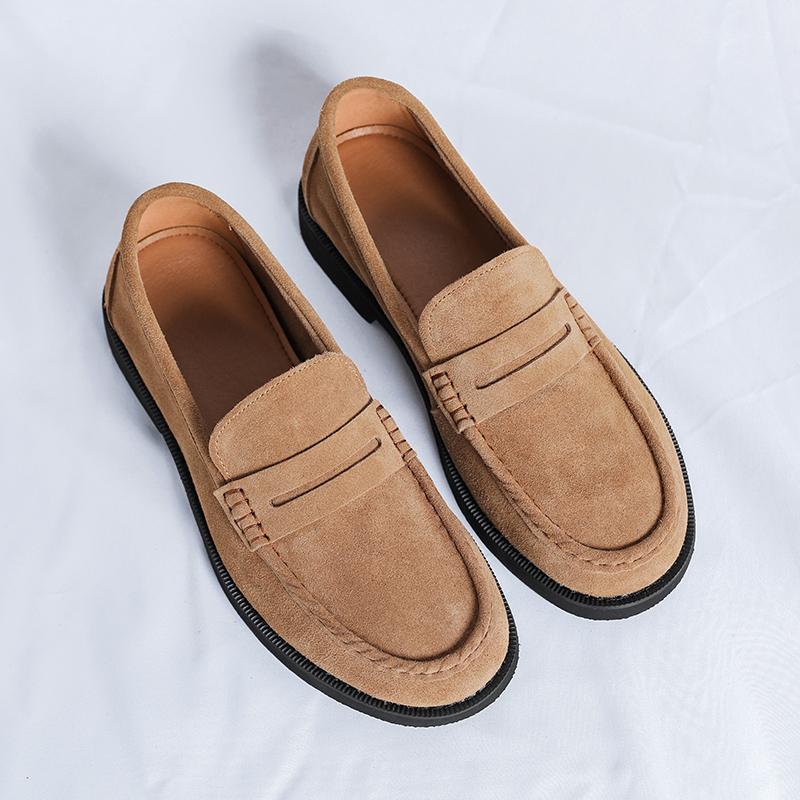Fashion Genuine Leather Men's Loafers Summer Dress Shoes Work Casual Office Business Shoes Outdoor Walking Slip On Flats Male Moccasins