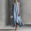 Women's Long Denim Dress Casual Loose Sleeveless V Neck Maxi Dress