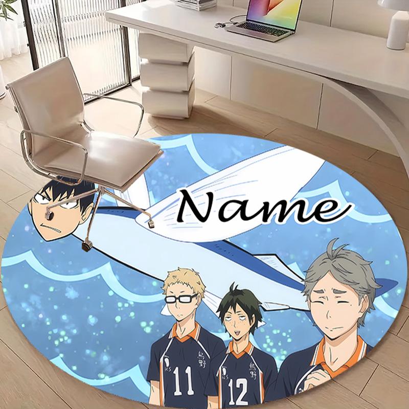 Personalized Haikyuu Round Chair Office Rug - Perfect for Mat, Office Chair & More - Ideal Gift for Birthdays and Holidays