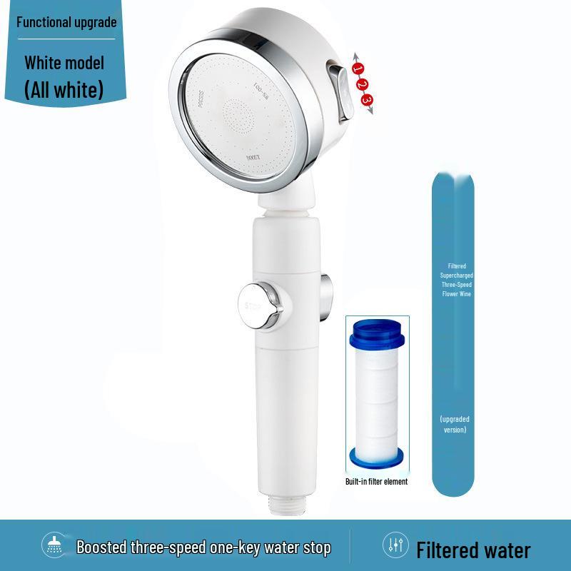Triple-Mode Handheld Shower Head with Pressure Boost & Water Purification Filter