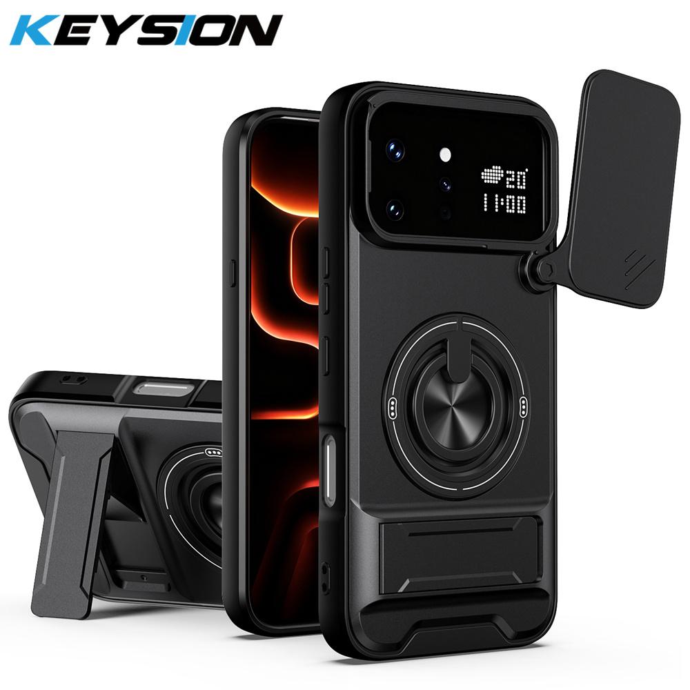 KEYSION Magnetic Phone Case for Infinix Note 60 Ultra 5G Slide Camera Protection Upright Stand 360° Ring Shockproof Back Cover