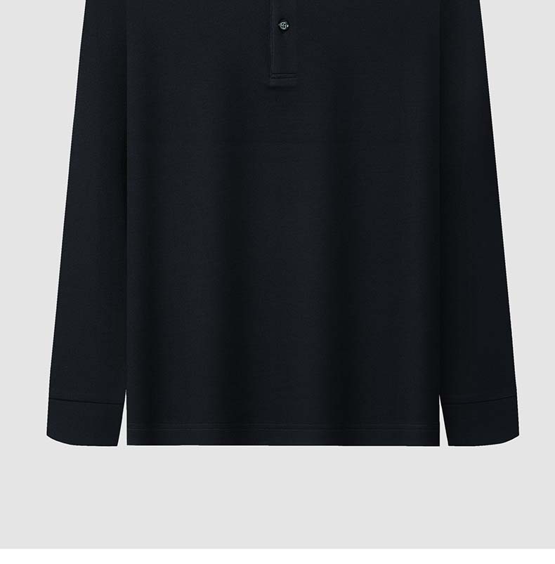 Langdeng Men's Autumn and Winter Warm and Comfortable Long Sleeve Collar T-shirt Polo Shirt
