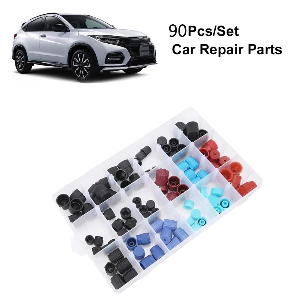 1 set of 90pcs AC Valve Core Dust Caps Set for  BMW Buick Honda Nissan Mazda