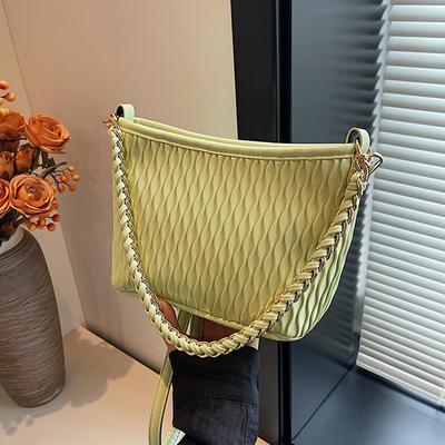 Monochromatic Pleated Women's Bags Simple Versatile Shoulder Bags PU Leather Women's Square Crossbody Bags with Shoulder Strap  New