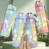 1PC Summer Time To Reach Palm 750ml Color Plastic Sports Water Bottle Leakproof Flip Straw Lid Suitable for Sports Office Home Use