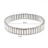 Women Men Stainless Steel Jewelry Elastic Bracelet For Unisex Metal Stripe Linked Bangle Silver Color