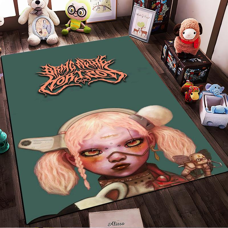 Futuristic Girl with Robotic Aesthetic Design Non-slip Rug Suitable for Living Room and Bedroom Sofas