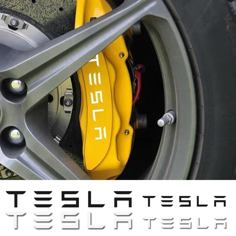 Bilklistremerke 2025 Ny Tesla 6 stk Bil Bremsekaliperklistremerker for Tesla Model 3 X S Y Roadster P75D P85D P90D P100D Side Skjerm Vinn