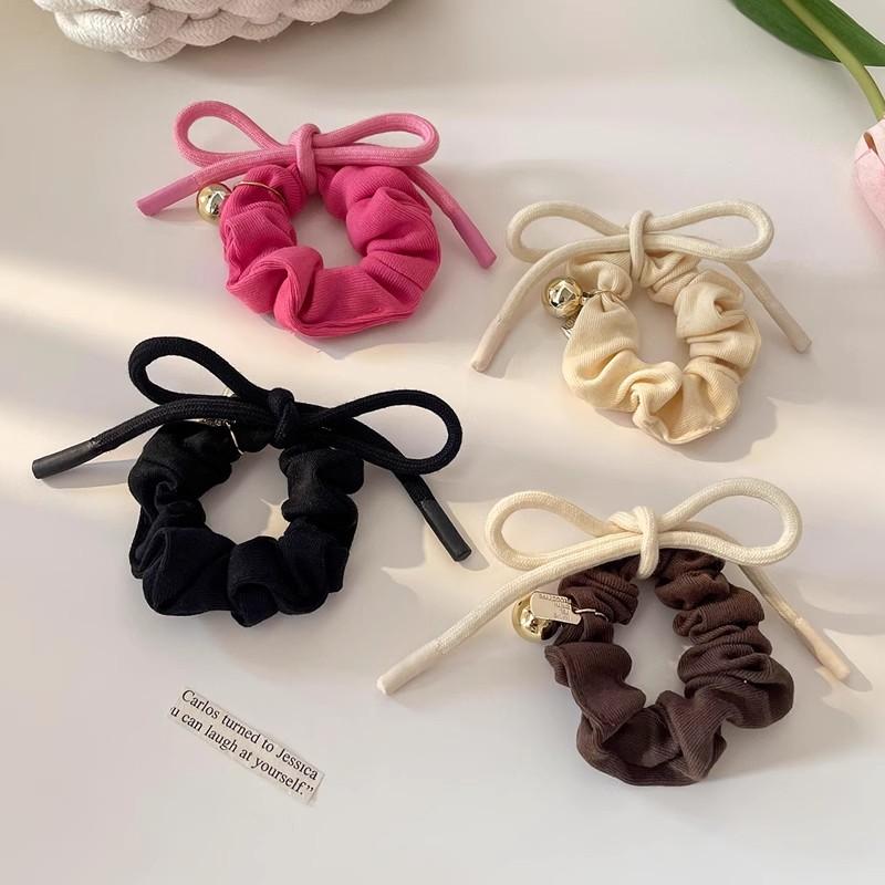 New Trendy Pink Bow Tie Hair Rings Sweet Large Elastic Rubber Bands High Horsetsil Hair Bands For Women Girls Hair Accessories Gifts