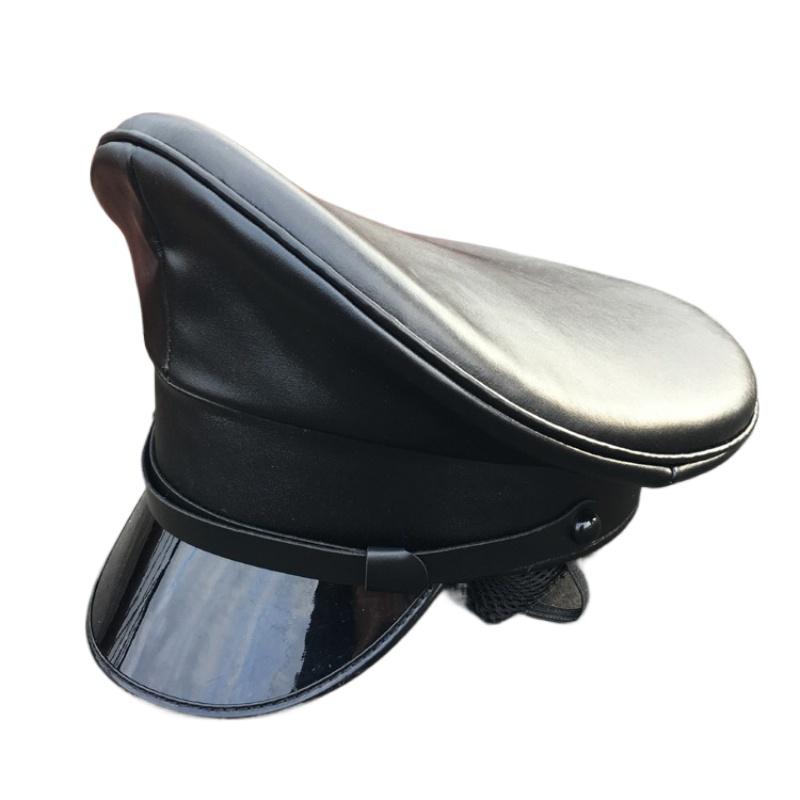 

Big Size Pu Leather Military Hats Germany Officer Visor Cap Army Hat Cortical Police Cap Cosplay Halloween Party Hat 57-59-61cm 61cm чорний