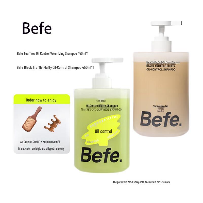 BeFe Tea Tree & Black Truffle Oil Control Shampoo Set with Combs