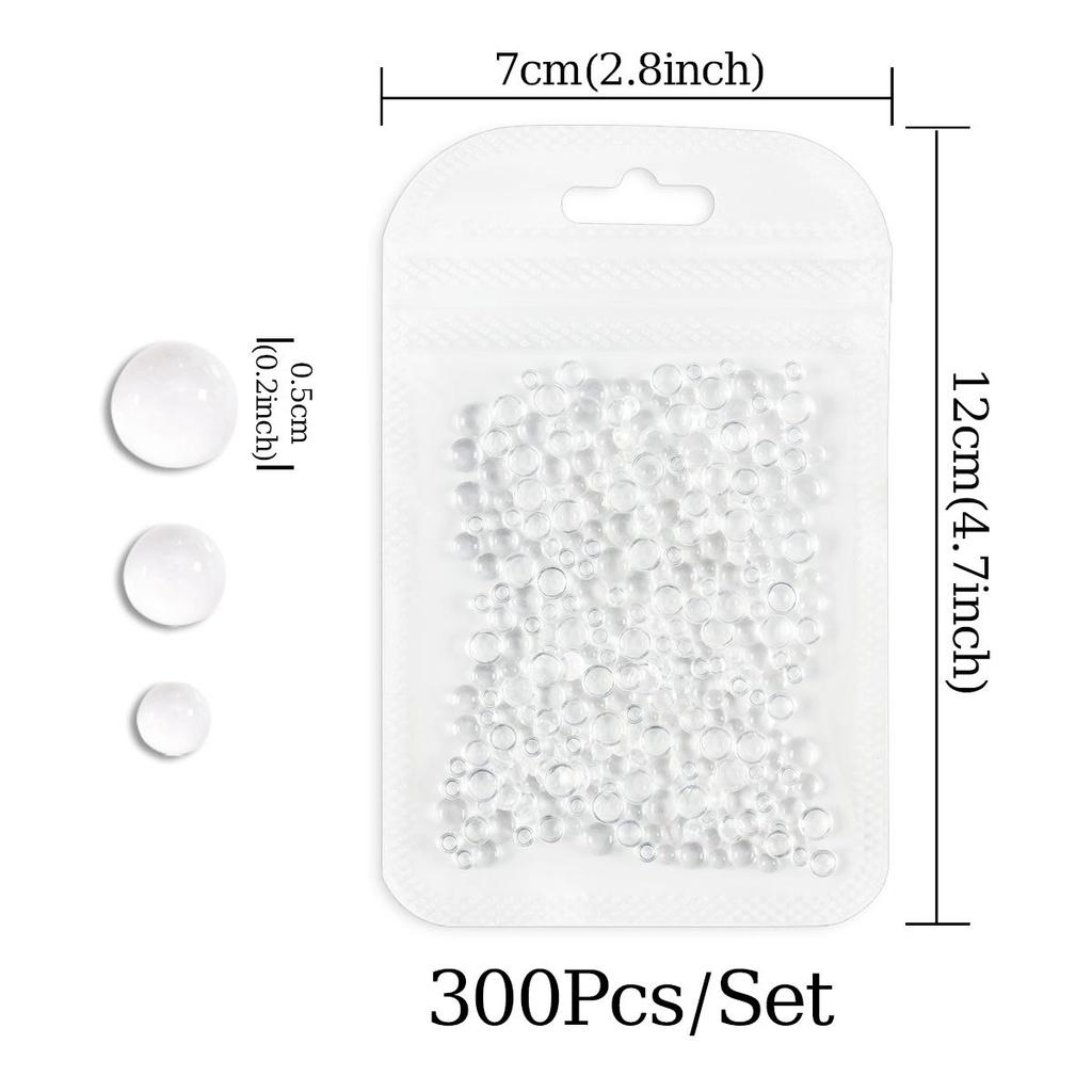 300Pcs Mermaid Rhinestones Clear Nail Art Decoration Mix Size 3D Nails Charms Flat Half Round Beads Summer Manicure Accessories