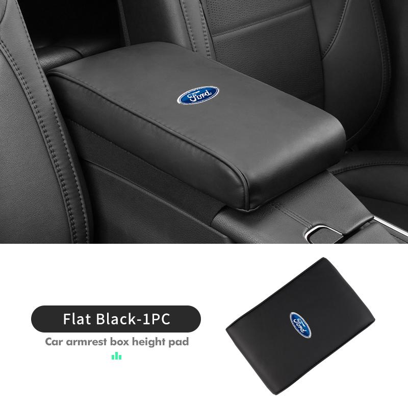 Car Armrest Heightening Pad Leather Auto Console Armrest Mat For Ford mk2 mk3 Ranger Mondeo mk4 S-MAX Kuga Mustang Fusion