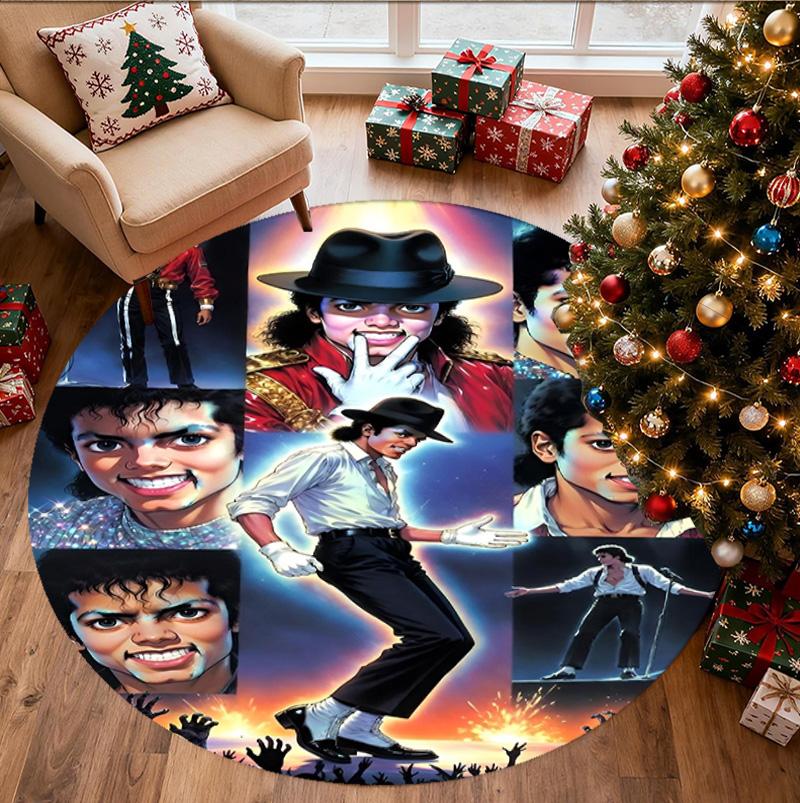 Michael Jackson Muster Runder Teppich, Innen-/Außenmatte, für Picknick, Spielzimmer, Schlafzimmer, Büro, Wohnzimmer, Heimdeko Teppich, Geburtstagsgeschenk