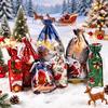 Christmas Drawstring Gift Bags with Assorted Festive Patterns Self Standing for Home Xmas Party Treat Packing