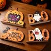 Halloween Table Sign Wooden Sign, Cute Pumpkin Boo Ghost Festive Dining Ornament Tabletop Centerpiece for Indoor Mantel Fireplace Decor Small