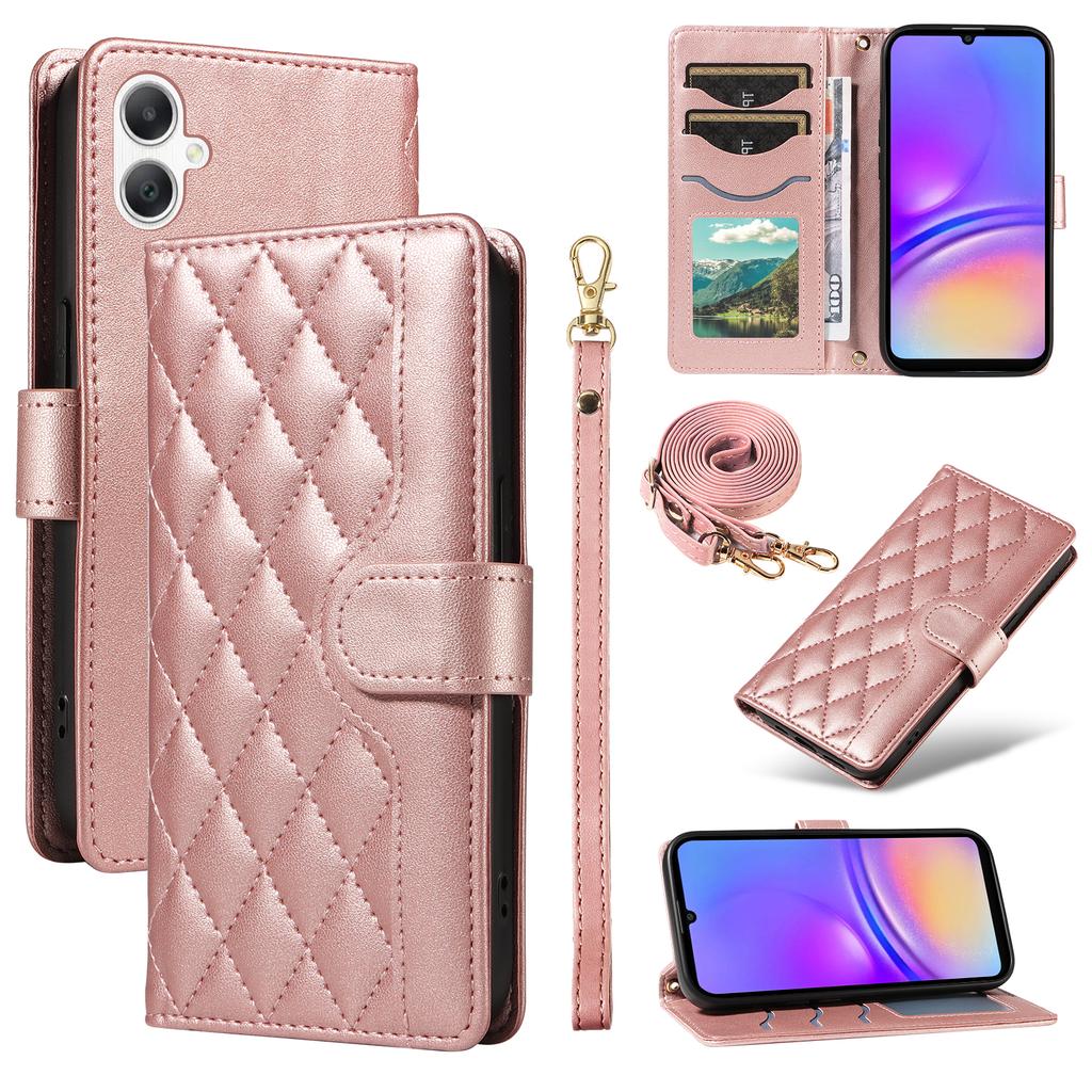 For Samsung Galaxy A07 4G/A06 4G/A06 5G Wallet Case Rhombus Leather Phone Cover with Strap