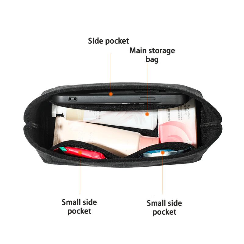 EverToner Portable Travel Organizer For D-Lunch Box Bag Flannel Insert Liner Cosmetic Bags