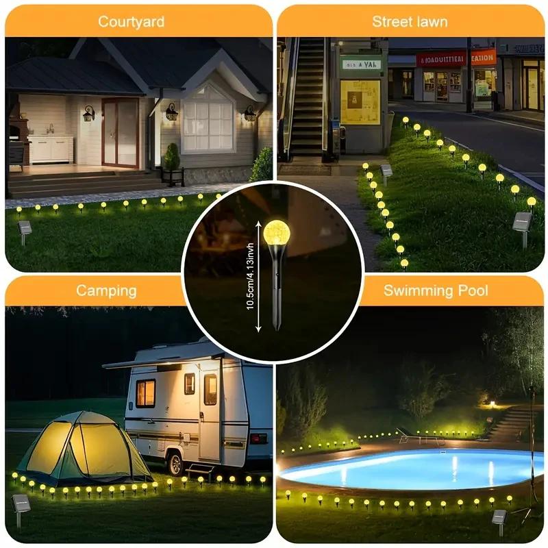 30-10LEDs Solar Ball Lawn Lights Waterproof Solar Pathway String Light for Outdoor Garden Patios Trail Lighting Decoration