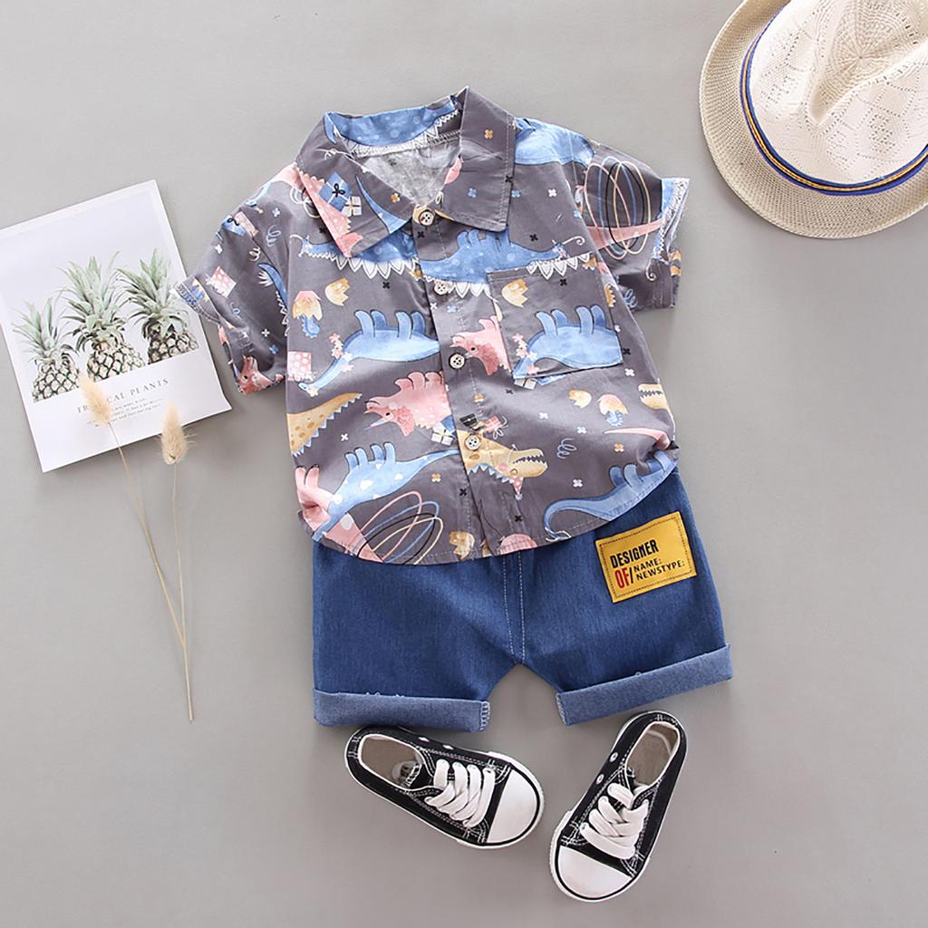 1-4Years Infant Baby Boys Clothes Set Cartoon T-shirt Tops+Shorts Summer Outfits