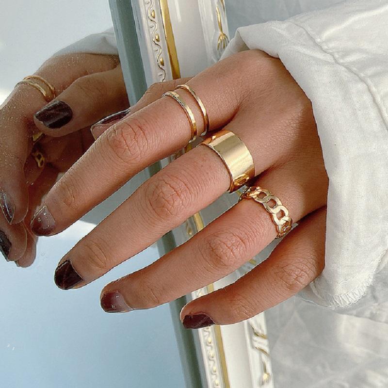 

Punk Ring Set Black Sliver Color Simplicity Hip Pop Women Vintage Spiral Chunky Knuckle Joint Fashion Jewelry