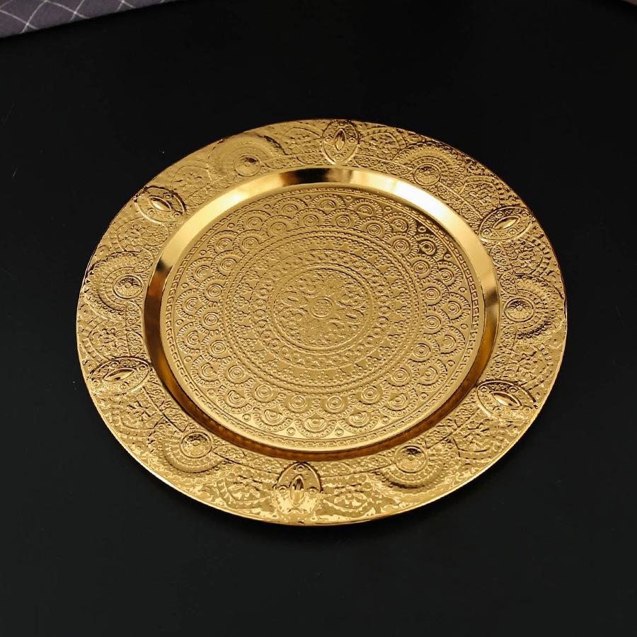 Light Luxury High-end European Round Tray Living Room Handicrafts Gifts Creative Ornaments Fruit Plate Afternoon Tea Pastry Plate