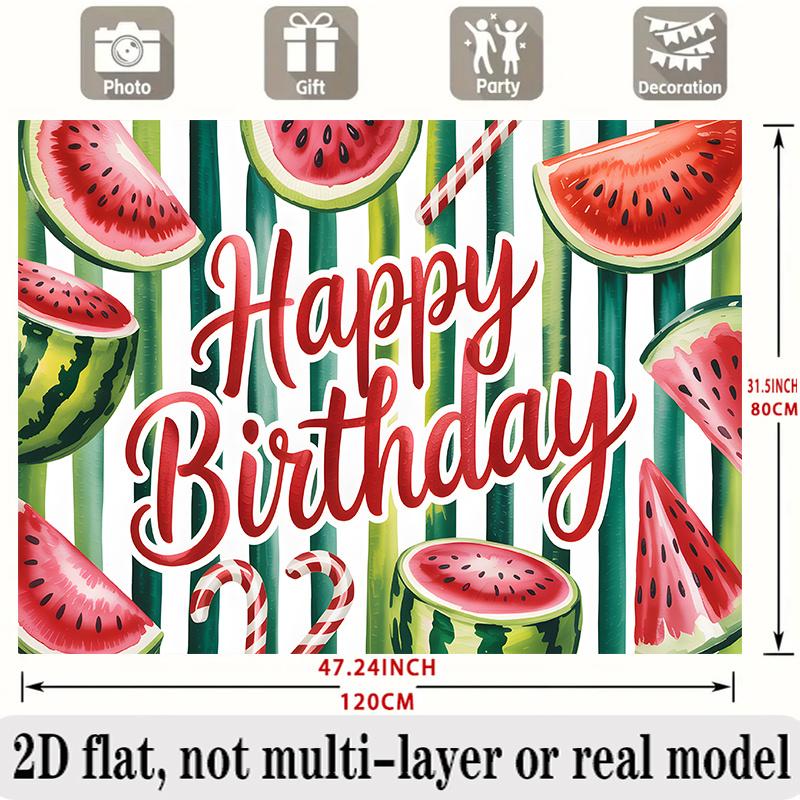 Watermelon Birthday Banner, Fruit Photo Backdrop Wall Decor for Summer Party