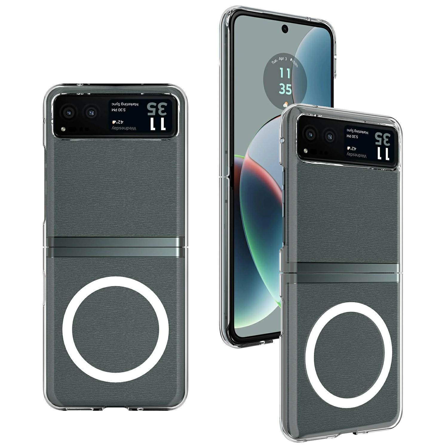 

For Motorola Moto Razr 2023 Case TPU+Acrylic Magnetic Phone Cover Compatible with MagSafe As Shown A