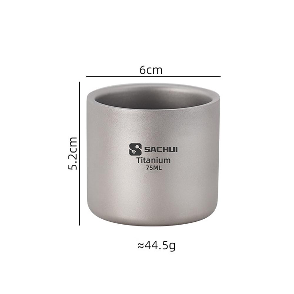 1pc Titanium Alloy Coffee Cup Double Layer Tea Cup Outdoor Camping Tableware