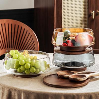 High-Footed Glass Salad Bowl & Fruit Plate for Living Room Table