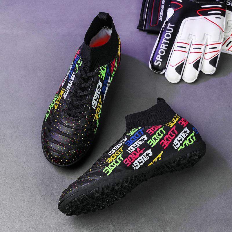 Men's and Women's High-top Football Shoes Breathable and Wear-resistant Artificial Turf Professional Game Training Sports Football Shoes