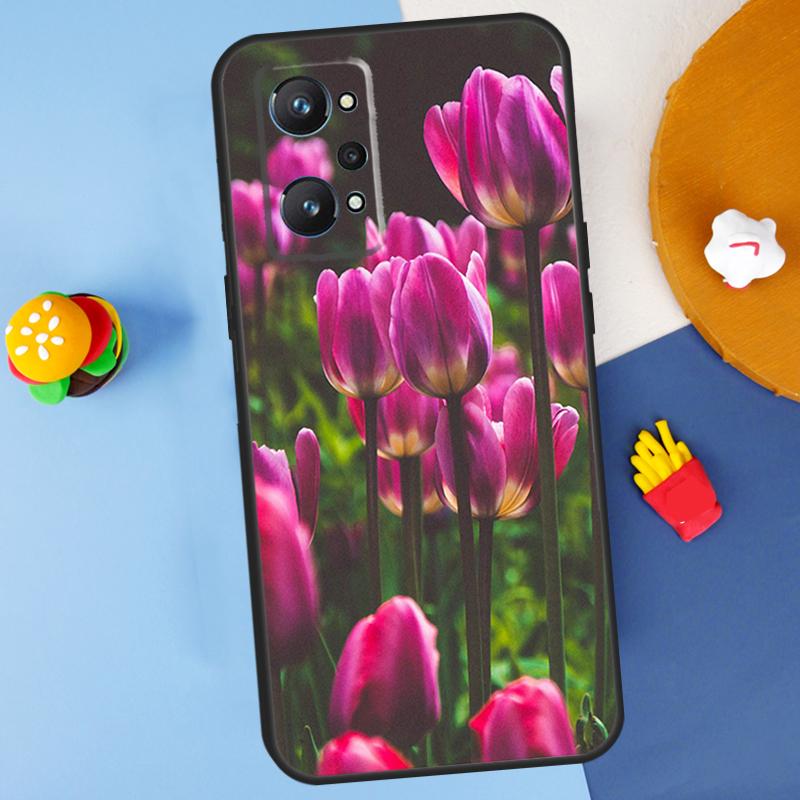 Spring Tulips Flower For Realme C55 C67 C61 C75 C53 C51 C21Y C25S GT 6 6T 5 GT7 Pro 10 11 12 13 14 Pro Plus Case