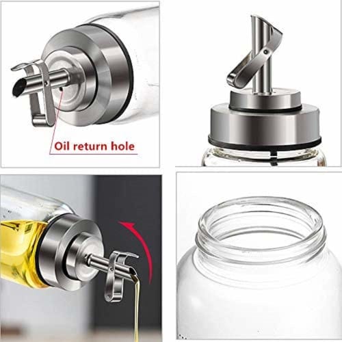 Leak-proof, dust-proof glass oil bottle, oil pot, soy sauce bottle, and vinegar bottle for home kitchen use, 500ml