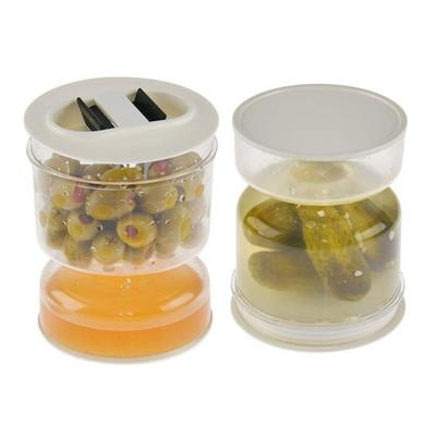 1pc Kitchen Storage Pickle Jar Wet And Dry Dispenser Olive Hourglass Jar Cucumber Container For Kitchen Juice Separator Tool