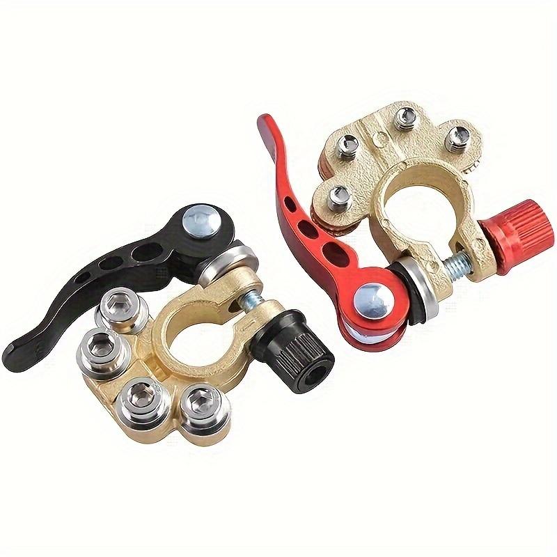2pcs Heavy Duty Brass Battery Terminal Connectors - 4-Way Quick Disconnect for Cars, Trucks & Boats